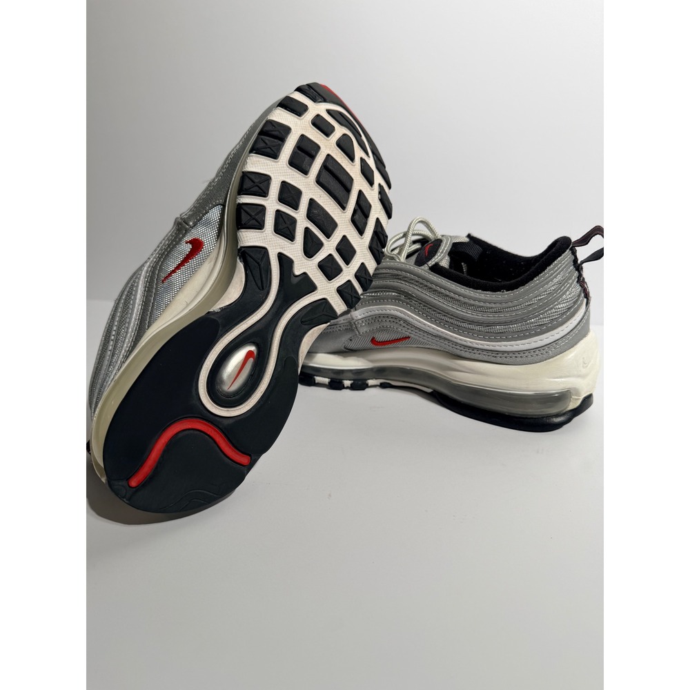 Nike Air Max 97 Silver Bullet Womens Size 7 Metallic Silver Red DQ9131-002 - Picture 6 of 7